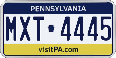 PA license plate MXT4445
