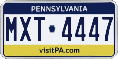 PA license plate MXT4447