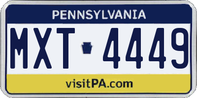 PA license plate MXT4449
