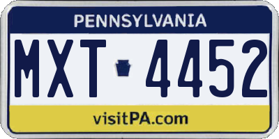 PA license plate MXT4452