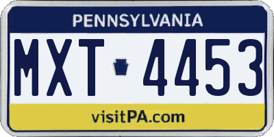 PA license plate MXT4453