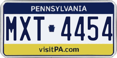 PA license plate MXT4454