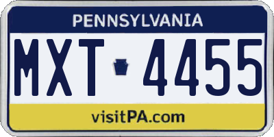 PA license plate MXT4455