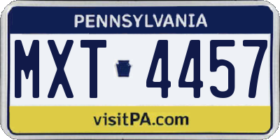 PA license plate MXT4457