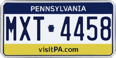 PA license plate MXT4458