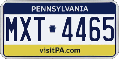 PA license plate MXT4465