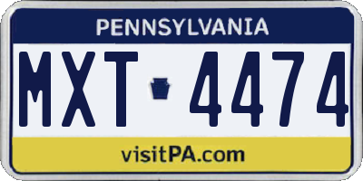 PA license plate MXT4474