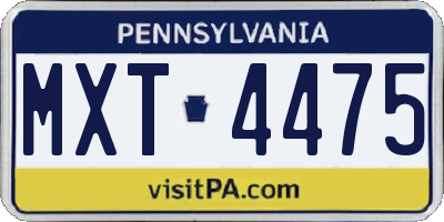 PA license plate MXT4475