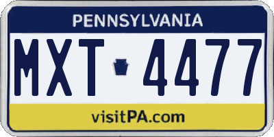 PA license plate MXT4477