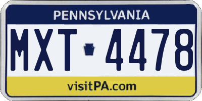 PA license plate MXT4478