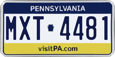 PA license plate MXT4481