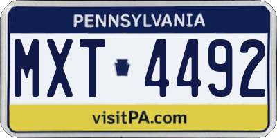 PA license plate MXT4492