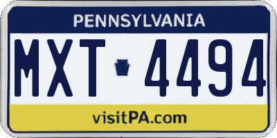 PA license plate MXT4494