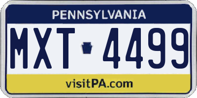 PA license plate MXT4499