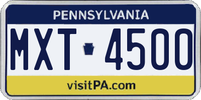 PA license plate MXT4500