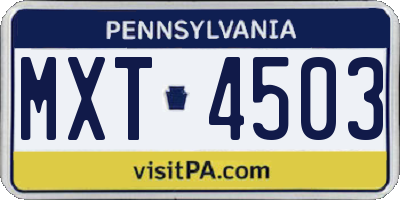 PA license plate MXT4503