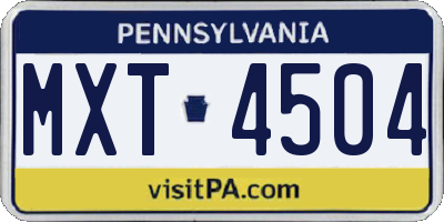 PA license plate MXT4504