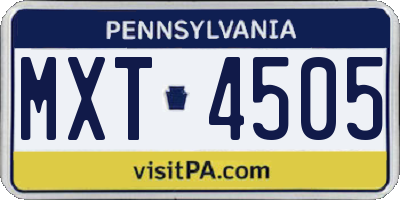 PA license plate MXT4505