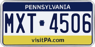 PA license plate MXT4506