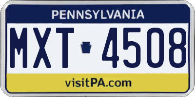 PA license plate MXT4508