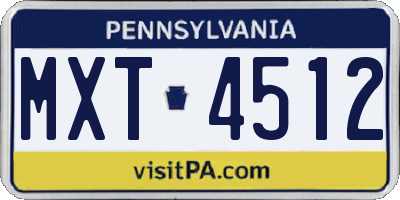 PA license plate MXT4512