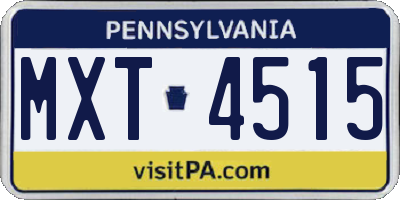 PA license plate MXT4515