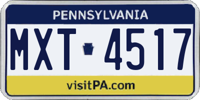 PA license plate MXT4517