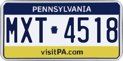 PA license plate MXT4518