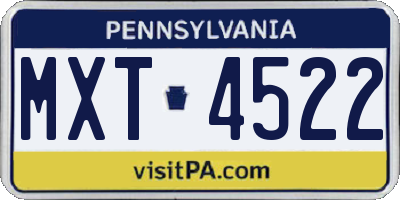 PA license plate MXT4522