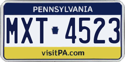 PA license plate MXT4523