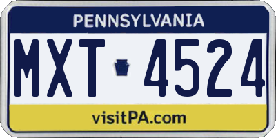 PA license plate MXT4524
