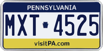 PA license plate MXT4525