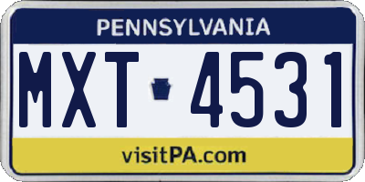 PA license plate MXT4531