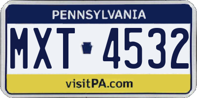 PA license plate MXT4532