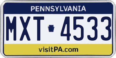 PA license plate MXT4533