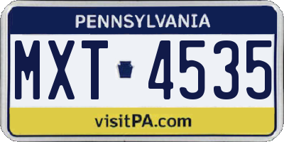 PA license plate MXT4535