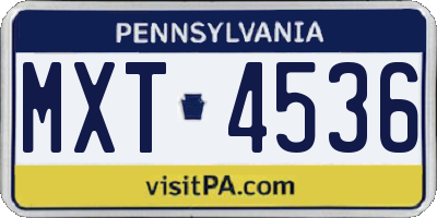 PA license plate MXT4536