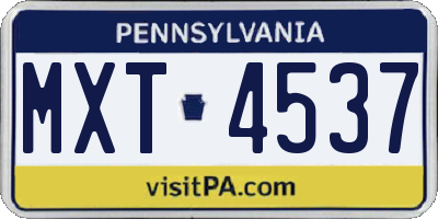 PA license plate MXT4537