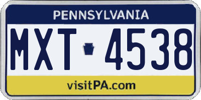 PA license plate MXT4538