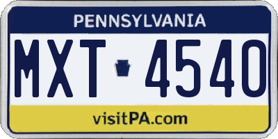 PA license plate MXT4540
