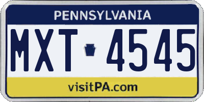 PA license plate MXT4545