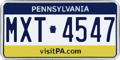 PA license plate MXT4547