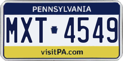 PA license plate MXT4549