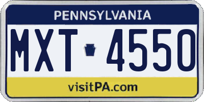PA license plate MXT4550