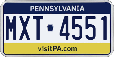 PA license plate MXT4551