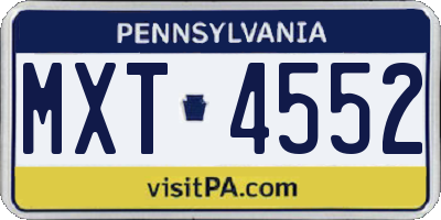PA license plate MXT4552