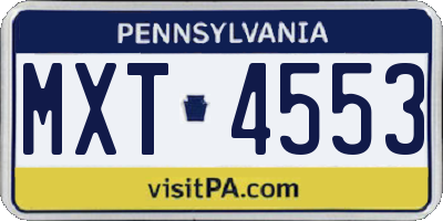 PA license plate MXT4553