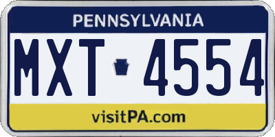 PA license plate MXT4554