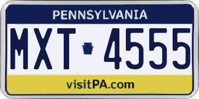 PA license plate MXT4555
