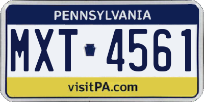 PA license plate MXT4561